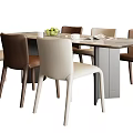 Modern Simple Dining Table and Chair Combination Leather Dining Chair Dining Table Decoration Six-person Dining Table and Chair Rock Plate Dining Table 3d model