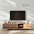 Modern Natural Wood TV Stand With Elegant Storage Spaces For Cozy Living Room Interior Decor