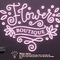Vibrant Neon Lamps for Flower Boutique with Curly Floral Patterns and Warm Glow