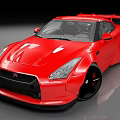 Red Sports Car With Sleek Exterior Design Shiny Body Rear Spoiler And Black Wheels