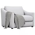 Cozy Brown Single Sofa With Black And White Striped Blanket 3d model