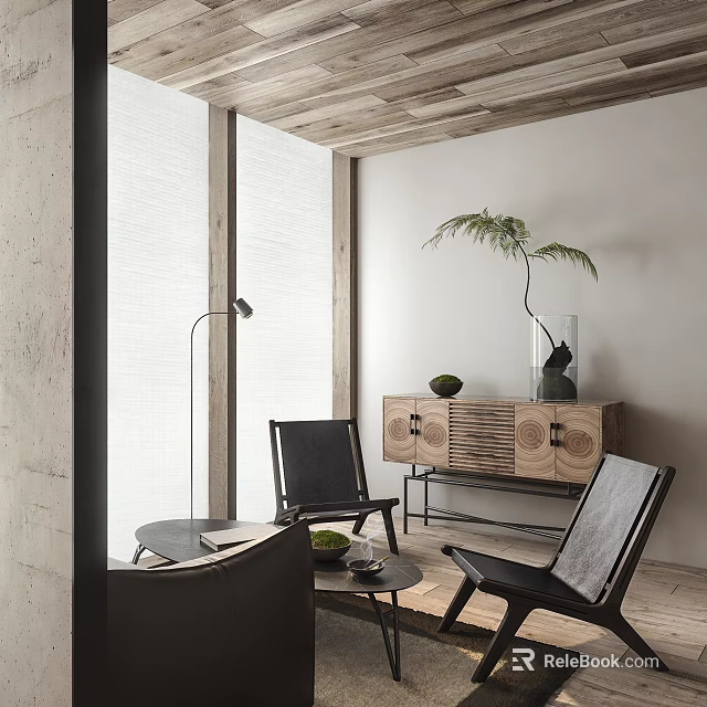 Modern Sofa Coffee Table Set In Minimalist Living Room With Wooden And Metal Accents 3d model 