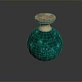 Woman Holding Green Glass Sphere Bottle With Wooden Lid On Dark Background
