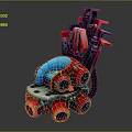 Red And Blue Mechanical Equipment With Seat Structure And Blue Lighted Round Base Components 3d model