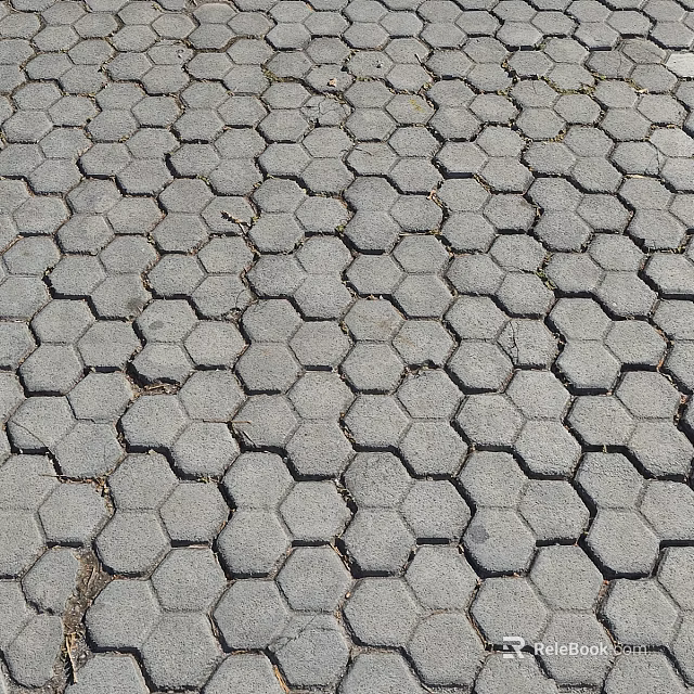 Gray Hexagonal Paving Stones Creating Outdoor Pathway Surface Pattern 3d model 