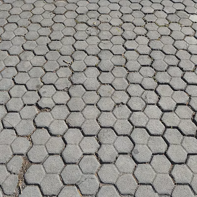 Gray Hexagonal Paving Stones Creating Outdoor Pathway Surface Pattern 3d model
