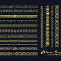Traditional Chinese Wall Decor with Ornate Border Patterns and Classic Decorative Designs