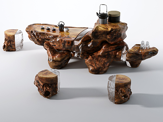 Chinese root carving tea sea root carving tea table 3d model