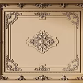 Classic Ceiling with Intricate Carved Patterns Golden Border and Central Ornament 3d model