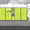Hive Box Public Parcel Lockers With Green Hexagonal Pattern For Self Service Send Drop Off 3d model