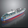 Detailed Water Transport Ship Model With Multiple Decks And Upper Structure Design 3d model