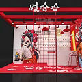 Wahaha Exhibition Booth With Chinese Style Red Decoration And Opera Characters