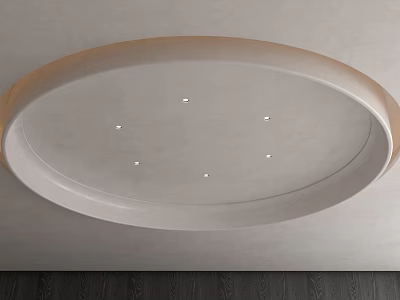 Modern Minimalist Ceiling Design With Oval Shape And Recessed Lights 3d model