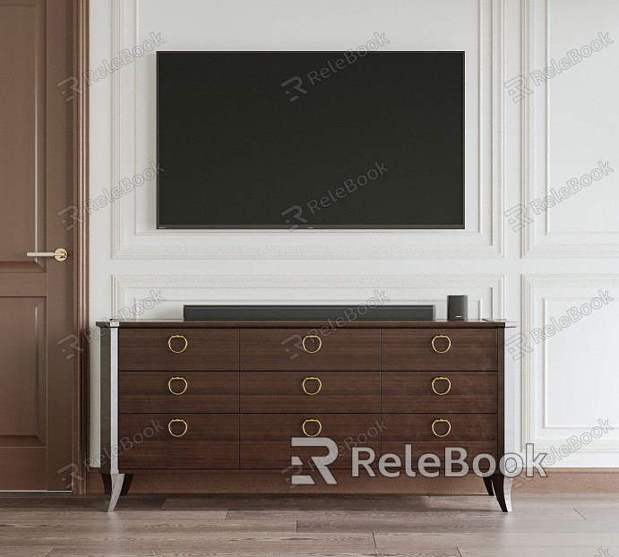 European Style TV Cabinet Drawer Cabinet TV Background Wall Audio model