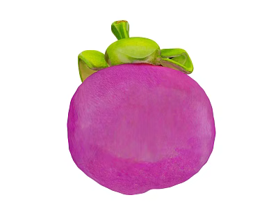 Fresh Purple Mangosteen Fruit With Green Leaves And Exotic Appearance 3d model