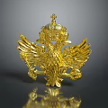 Golden Eagle Shaped Clothing Accessory Badge with Crown and Decorative Wings