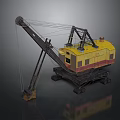 Large Yellow Red Crane Vehicle With Long Boom And Tracked Chassis