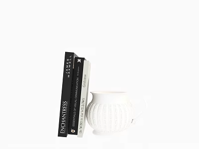 Modern Stack of Books With White Ceramic Mug in Elegant Minimalist Setting 3d model