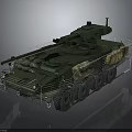 Armored Six Wheeled Military Vehicle With Green Camouflage Turret And Protective Cages