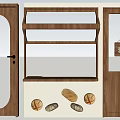 Wooden Store Door With Glass Panel Open Display Case And Fresh Bread