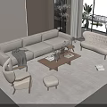 Sofa coffee table combination 3d model