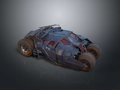 Batmobile With Armored Exterior Large Off Road Tires And Red Tinted Windows 3d model