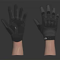 Black Leather Gloves With Shiny Surface Displayed On Mannequin Hands Against Dark Background