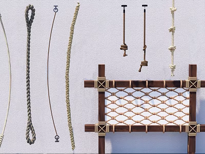 Hemp rope rope hanging rope knot 3d model