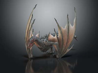 Mythical 3D Dragon Model With Detailed Wings Scales And Aggressive Pose 3d model
