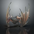 Mythical 3D Dragon Model With Detailed Wings Scales And Aggressive Pose 3d model