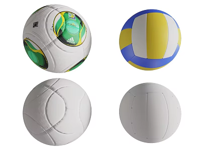Various Sports Equipment Balls Featuring Colorful And White Design Patterns And Textures 3d model