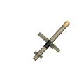 Military Missile With Cross Shaped Fins And Golden Tip Cylindrical Body