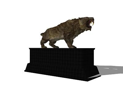 Realistic Reptile Statue With Open Mouth Standing On Black Decorative Pedestal 3d model