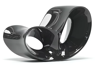 Modern Black Glossy Sculptural Lounge Chair With Hollow Design 3d model