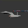Detailed U.S.S. Enterprise Model With Disc Shaped Structure Blue Engines And Red Lights