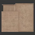 Beige Brick Two Story Building Model With Arched Door Windows And Second Floor Balcony Railing