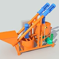 Industrial Mixing Equipment With Orange Body Blue Spiral Conveyors Feeding Hopper And Movable Base