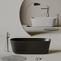 Modern Black And White Bathtubs With Faucet And Bath Mat In Bathroom Design