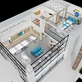 Modern Eyewear Store Interior With Eyeglasses Display Shelves Counter And Fitting Tables