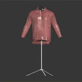 Stylish Pink Long Sleeve Shirt With Geometric Pattern On Metal Stand