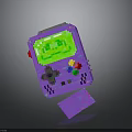 Pixel Style Purple Handheld Game Console With Green Screen And Colorful Buttons