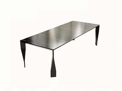 Modern Dining Table Design With Sleek Metal Legs And Smooth Polished Surface 3d model