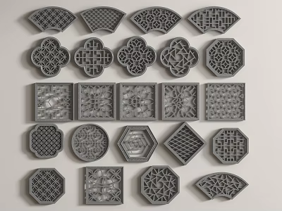 Collection Of Decorative Lattice Windows With Various Intricate Geometric Shapes And Patterns 3d model