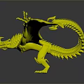3D Rendered Mythical Dragon With Gray Body Yellow Wings And Blue Glowing Accents
