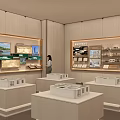 Elegant Modern Sales Office Interior With Sample Displays Models And Counters