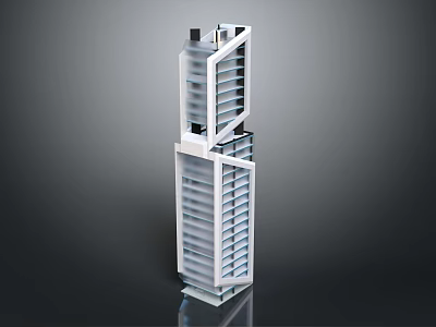 Cartoon Style Tall Building Model With Modern Unique Structure And White Exterior 3d model