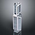 Cartoon Style Tall Building Model With Modern Unique Structure And White Exterior