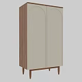 Modern Storage Cabinet With White Double Doors Wooden Side Panels And Legs