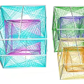 Colorful Wireframe Cube Art Installation With Vibrant Geometric Sculptural Design