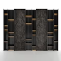 Modern Double Sofa In Dark Gray With Built in Shelves And LED Lighting